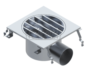 Stainless Steel Floor drain PTYG square heavy duty with raised reinforced plate dairy industry with horizontal outlet inox Turkey