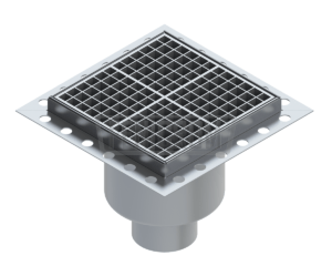 Stainless Steel Floor drain TIAG square heavy duty with perforated edge with vertical outlet inox Turkey