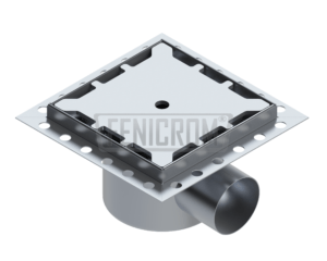 Stainless Steel Floor drain TIYG square heavy duty with perforated edge with horizontal outlet inox Turkey